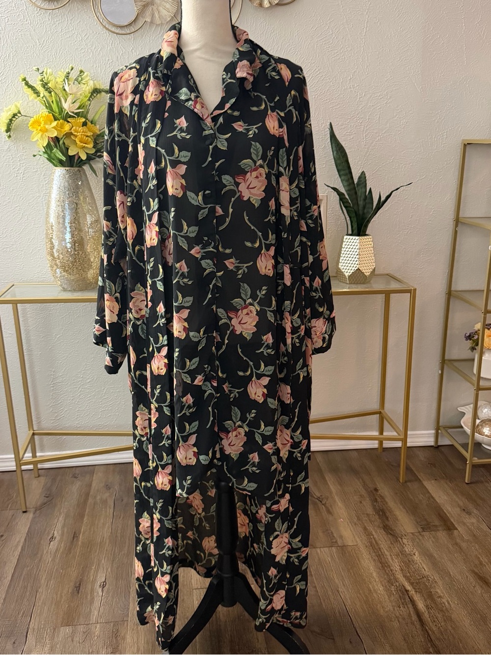 Vintage Judith Hart Romantic Two Piece Set Dress & Kimono